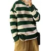 Men's Sweaters Trendy Autumn Sweater Loose Spring Warm Striped Anti-shrink Casual