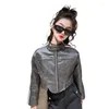 Jackets Teen Girls Motorcycle Leather Jacket 2024 Childrens Autumn 4-14 Korean Tops Coat For Casual Glossy Patent Kids Outerwear