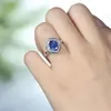 Zestawy Sapphire Oval 7*9 mm kamień szlachetny Solidny 925 Srebrny zestaw biżuterii dla kobiet Naszyjnik Pierścienia