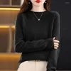 Women's Knits Fashion Merino Wool Women Knitted Cashmere Sweater O-Neck Long Sleeve Pullover Spring Autumn Clothing Knitwear Top