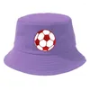 Berretti Pallone da calcio geometrico rosso-bianco stampato Cappello da pescatore sportivo Genitore Bambino Amanti del calcio Berretto da pesca per uomo Donna Panama YP216