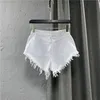 Shorts Fashion Low Waist Denim Shorts 2023 New summer Women's Raw Edges Holes White Jean European Style Aline Hot Mini Pants Trend