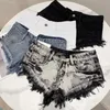 Shorts Prepomp 2022 Summer New Design High Street Ripped Tassel Super Short Jeans Women Denim Shorts Vintage GB713