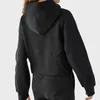 Lu Align Lemon Hoody Caot Mulheres Scuba Tech Fleece Engrossado Desgaste Designer Hoodie Meio Zíper Esporte Com Capuz Pulôver Solto Cardigan Sweatshi