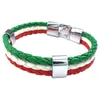 Charmarmband 10x smycken armband italiensk flagg Bangle läderlegering för mäns kvinnor grön vit röd (bredd 14 mm längd 23 cm)