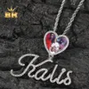 Halsband The Bling King Custom Cursive Letters Heart Photo Bail Memory Pendant Diy Picture Chain Halsband Hiphop Jewelry for Family Gift