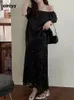 循環した長いスカートの女性ハイウエストスリムな夏のスパンコールトランペットスカートホワイト韓国ファッションシンプルなエレガントなオフィスレディ240111