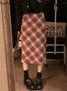 Saias bodycon mulher 2024 faldas mujer de moda cintura alta a linha xadrez jupe vintage coreano saia moda temperamento mini saia