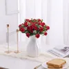 Fleurs décoratives artificielles 10 têtes de roses en soie, fausses pivoines d'eucalyptus blanches, décoration de mariage, faux jardin de maison