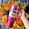 1: 1 Logo Cosmo Pink Tumblers Winter PINK Shimmery EDIÇÃO LIMITADA Copos de 40 onças Canecas de 40 onças com tampa de palha Grande capacidade Garrafa de água de cerveja Presente de dia dos namorados Pink Parade 0111