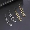 Dangle Earrings Teamer 3 Stars Drop Women Gold Color Fashion Stainless Steel Pentagram Pendientes Jewelry Birthday Gifts 2024