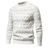 Pulls pour hommes 2024 Mohair chaud à manches longues diamant jacquard pull haut en tricot