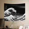 Tapisserie japonaise Kanagawa Big Wave, décoration murale psychédélique pour chambre d'adolescent indie, grand tissu suspendu en macramé, 240111