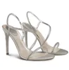 Luxuriöse, elegante ReneCaovilla Ellabrita Damen-Sandalen mit schwarzem Absatz, Kristall-Riemensandalen, Party, Hochzeit, Dame, Kitten-High-Heel-Schuh, große Größe 43 mit Box