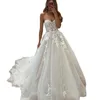 Princesse Tulle Une Ligne Robes De Mariée En Dentelle Appliques Col En Coeur Sans Manches Corset Romantique Robes De Mariée Chapelle Train Boho Robe De Mariée 2024