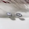 Boucles d'oreilles ovales pour femmes, bijoux luxueux, géométriques, entièrement en zircone cubique, couleur argent coréen, amour, à la mode, 2024