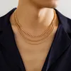 Chaînes Lacteo Punk multicouche torsadé chaîne ras du cou pour hommes métal couleur or collier collier bijoux garçon fête cool hip hop