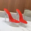 Kvinna Transparent Crystal Platform Shoes Sandaler Big Size 34-43 Thin Heel Wedding Shoes Sexy Women High Heels 14cm Summer Sandal 240110