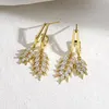 Boucles d'oreilles pendantes Freetry délicat Micro incrusté de feuilles de Zircon gland pour les femmes à la mode pendentif élégant bijoux de déclaration quotidienne