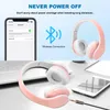 Jogador Siindoo Jh812 Rosa Fones de ouvido sem fio Suporte Cartão Sd Fm Bluetooth Fone de ouvido dobrável Hifi estéreo com microfone para laptop PC TV