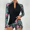 Female Swimsuit With Long Sleeves Swimwear Sports Surfing Tankini Set Beachwear Two-Piece Bathing Suits Pool Women Swimming Suit 240111