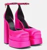 Summer Water Platform Thick Heel Pointed Toe Satin High Heels New Fashion Catwalk Show Women's Single Shoes Fashion Pumps