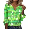 Kvinnors T-skjortor Lossa Casual T-shirt V-hals St Patrick's Day Print FLARESEVE SVEN TOP VIVATILE ELEGANT SHIRT ROPA DE MUJER