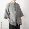 Mannen Casual Shirts 2024 Lente Zomer Mannen Chinese Stijl Traditionele Tai Chi Katoen Linnen Tang Pak Shirt Uniform Mannelijke blouses