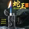 2024 New Three-Dimensional Relief Metal No Gas Lighters Double Fire Direct Punching Open Fire Conversion No Gas Machine