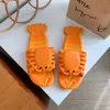 Sandal Slide Slipper Woman Beach Designer Crocodile Skin Leather Flip Flops Sexiga damer Orange Scuffs skor Original Dust Bag P 28