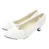 Sapatos de vestido feitos à mão feminino casamento renda decalque branco simples romântico salto alto bh2113