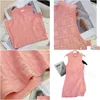Grundläggande avslappnade klänningar för kvinnodesigner Klänning Summer Versatile Sticked Fabric Pink Plaid Drop Delivery Apparel Womens Clothing Otkhr