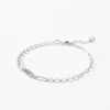 Bangles Ailmay Real 925 Sterling Silver Moda Zircônia Cadeia Geométrica Carta Link Bloqueio Pulseira Para Mulheres Casamento Feminino Fine Jewelry