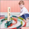 Modelo Kits de Construção Matic Colocando Dominó Tijolo Trem Carro Conjunto Som Luz Crianças Colorf Plástico Dominó Blocos Jogo Brinquedos para Childr Dro DHD4J