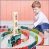 Modellbausätze Matic Legen Domino Ziegel Zug Auto Set Sound Licht Kinder Colorf Kunststoff Dominosteine Blöcke Spiel Spielzeug für Kinder Dro DHD4J