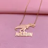 Necklaces Noelia Custom Name Necklace Dinosaur Pendant Necklace Personalized Box Chain Necklace with Name Stainless Steel Jewelry