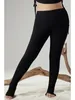 Kvinnors leggings yoga fast färg sömlös mjuk träning fitness set hög midja