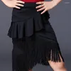 Scen Wear Latin Dance Apparel Girls Fringe Dress Training Spring and Autumn Split Two Piece Set kjol