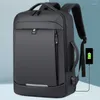 Mochila impermeable moda viaje hombres negocios expandible USB carga escuela bolsa gran capacidad 17in portátil