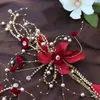 Headwear de noiva franja de cristal vermelho em acessórios de cabelo clip-on vestido de casamento sênior acessórios de cabelo 240110