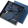 Set di cravatte da uomo di lusso di alta qualità Bella confezione regalo Cravatta di seta Set 8 pezzi Confezione interna Regalo festivo Cravatta Fazzoletti da taschino 240111