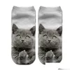 Chaussettes pour enfants Impression 3D Funny Cute Cartoon Kitten Unisexe Court Creative Colorf Mtiple Cat Face Happy Low Ankle pour les femmes Drop Delivery 2 Dhsfv