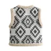 Taop Za 2024 Early Spring Product Women's Fashion and Casual Versatile Sleeveless Diamond Pattern Vest Coat 240111