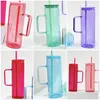 Geléfärgat klart glas kaffemuggar 20 oz mager rak tall glas mugg med färgat PP -lock återanvändbart högt borosilikat tomt sublimering glas kopp 25 st/fodral