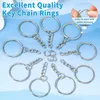 Keychains 60PCS Silver Plated Metal Blank Keyring Keychain Split Key Ring With Chain Climbing Buckles Carabiner Rings Accessories