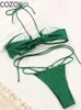 Conjunto sexy micro biquíni feminino maiô 2023 feminino bandagem biquinis conjunto de banho maiô beachwear corda nadar wear biquini verde