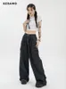 Autunno Donna Harajuku Cargo Baggy Blue Jeans Streetwear Hip Hop Oversize Casual Gamba larga Vintage Demin Pantaloni Y2k Pantaloni larghi 240110