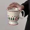 Kubki 400 ml Vintage Cute Wesołych Świąt Ceramiczny Kubek Kawaii Tree Cafe Cafe Puchar Puchar