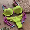 Conjunto (8 cores) decoração de contas de bola sexy pit strip bikini terno de duas peças europeu e americano senhoras maiô brasileiro