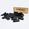 Kortspel Amazon Sale Wood Black 28 Piece Dominoes Board Game Set Traditionell Classic ADT Kids Fun Family Drop Delivery Toys Toys DHFXL